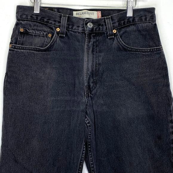 LEVI'S 550 Relaxed Fit Jeans Mens Sz 32 x 30 Black Wash Straight Leg Grunge Rock - Picture 3 of 8